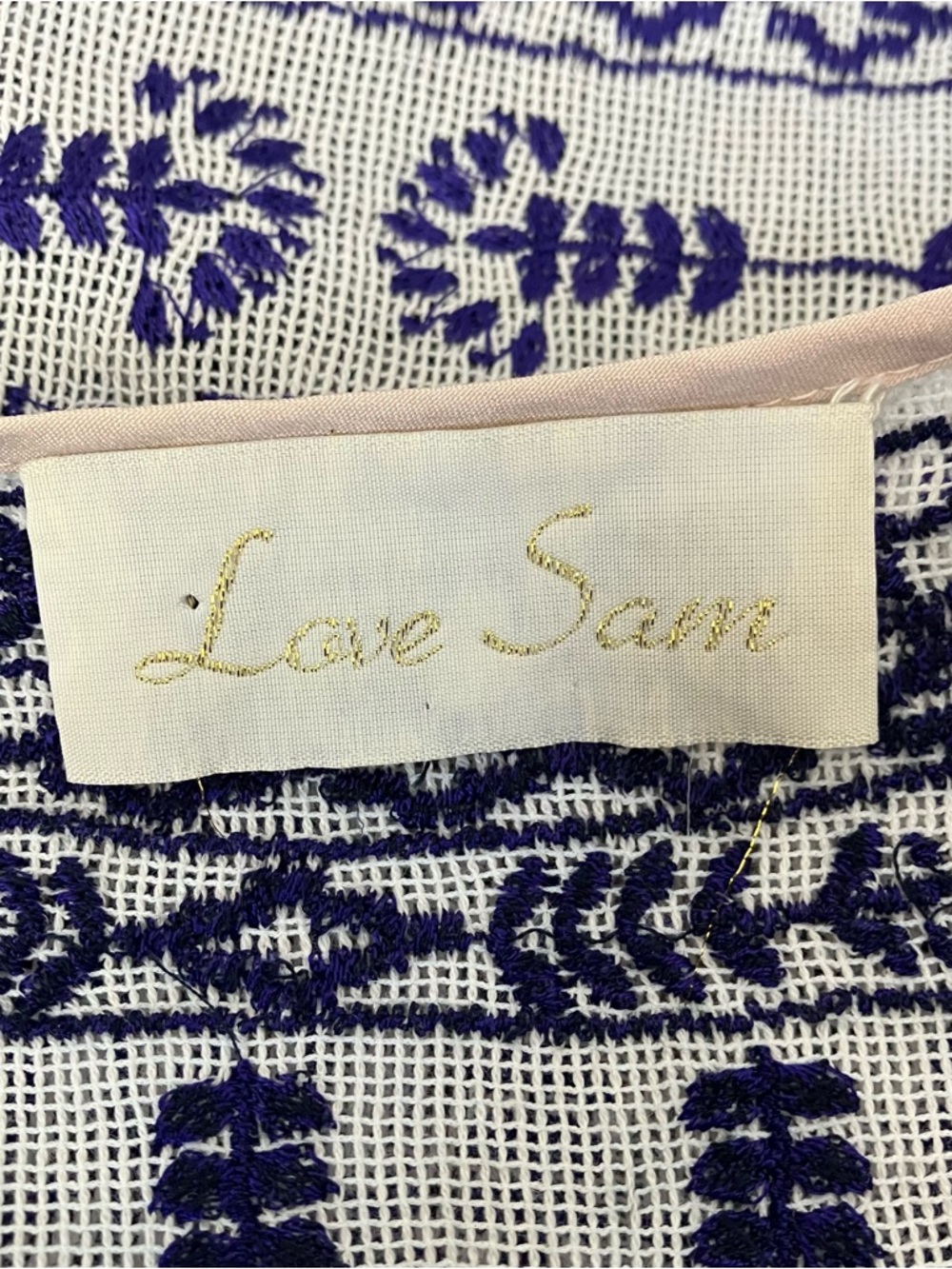 Love Sam Blue & White Embroidered V Neck Tunic Cover up Dress size XS - Picture 4 of 10